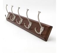 Appendiabiti da Parete in Bambù, Gruccia di Piccole Dimensioni in Metallo, Cornice Decorativa da Parete, per Giacche Cappelli Borse, per Soggiorno Camera da Letto Corridoio Bagno(Brown,5 hooks)