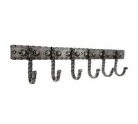 Appendiabiti da parete in ferro punteggiato in stile vintage, con finitura peltro, con 6 ganci, ideale per appendere giacche, borse, cappelli e sciarpe