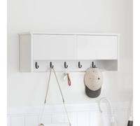 Appendiabiti da parete in legno bianco, 80 x 20 x 30 cm, per corridoio | Più ganci, salvaspazio, superficie facile da pulire, aspetto moderno, facile da montare