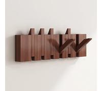 Appendiabiti da parete in legno con 12 ganci stile pianoforte, resistente, per cappotti, chiavi, cappelli, accappatoi e asciugamani, finitura in noce di faggio