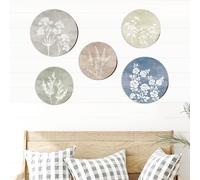 Appendiabiti da parete in legno decorativo 5 pezzi con disegno floreale per spaz