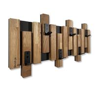 Appendiabiti da parete in legno di quercia, pannelli di colore nero, moderno, 2 dimensioni (60 cm)