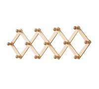 Appendiabiti da Parete in Legno Ganci Ribaltabili Allungabile Multiuso Ganci Design Elegante Moderno Robusto, per Ingresso Cucina Bagno due Metodi di Installazione(Pine,15cm*4 grids)