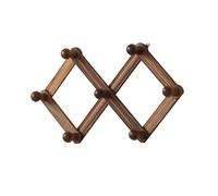 Appendiabiti da Parete in Legno Ganci Ribaltabili Allungabile Multiuso Ganci Design Elegante Moderno Robusto, per Ingresso Cucina Bagno due Metodi di Installazione(Carbonized,7cm*2 grids)