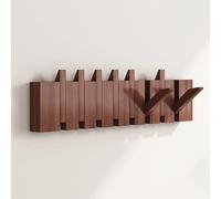 Appendiabiti da parete in legno resistente, appendiabiti ribaltabile in stile pianoforte, per cappotti, chiavi, cappelli, accappatoi e asciugamani, 6 ganci, finitura in noce