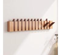 Appendiabiti da parete in legno resistente con ganci ribaltabili per cappotti, chiavi, cappelli, accappatoi e asciugamani, 6 ganci, stile pianoforte, finitura noce