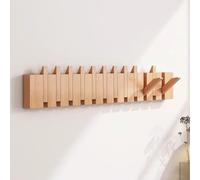 Appendiabiti da parete in legno, resistente, per cappotti, chiavi, cappelli, accappatoi e asciugamani, 6 ganci, finitura noce