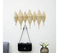 Appendiabiti da parete in metallo dorato con 4 ganci appendiabiti, decorazione da parete, per giacche, cappelli, accappatoi, asciugamani, chiavi (65 x 41,5 x 6 cm)