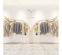 Appendiabiti da parete in oro con mensole creative e aste multiple, per esposizione di abbigliamento e soluzioni di archiviazione