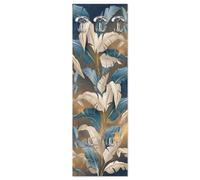 Lupia - Appendiabiti da Parete con Pannello Stampato, Design Tema Foglie Leaves White Blue, 5 Ganci Robusti, Facile Montaggio, Adatto a Tutti Gli Ambienti, Dimensioni 46x125 cm, Bordo Chiaro, Legno