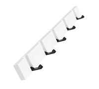 Appendiabiti da parete moderno, in bambù, resistente, per ingresso, cucina, bagno, 5 ganci, bianco, 50 cm, due metodi di installazione