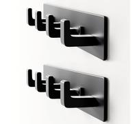 Appendiabiti da parete nero, guida da 31,8 cm con 4 ganci ad angolo retto (confezione da 2)