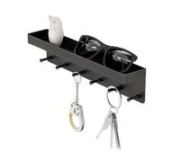 Appendiabiti da parete Organizer for mensola a parete, portachiavi, appendiabiti for stoviglie, scaffale for cucina, bagno, 6 ganci(Black)