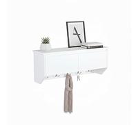 Appendiabiti da Parete Relaxdays, 5 Ganci, LxAxP: 30x78x20 cm, Moderno, scaffale per Ingresso con 2 vani, MDF, Bianco