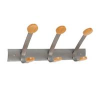 Appendiabiti da Parete Trio Alba - 3 Posti - 38x15x27 cm - PMV3 (Grigio e Legno)