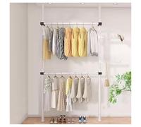 Appendiabiti da pavimento al soffitto, appendiabiti da terra di grande capacità fai da te, organizer per riporre abiti con tiranti dal pavimento al soffitto per vestiti, cappelli, borse (bianco)