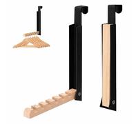 appendiabiti da porta appendino da porta attaccapanni da porta, supporto pieghevole in ferro e legno di faggio per 6 grucce, gancio porta senza forare per porte fino a 2 cm, nero