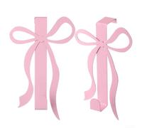 Appendiabiti da porta in metallo con fiocco rosa, resistente alla ruggine | Incantevole forma di fiocco 3D, finitura rosa tenue, ideale per la camera delle ragazze, il bagno, la zona giorno