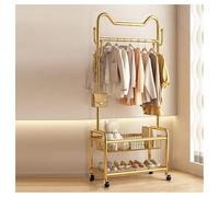 Appendiabiti Da Terra, Appendiabiti Da Ingresso Con Ruote, Appendiabiti In Metallo Con Cestello Portaoggetti, Salva Spazio For Camera Da Letto, Corridoio, Ingresso, Ufficio(Gold,100x35x175cm)