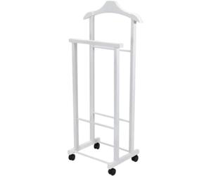 Appendiabiti da Terra con Ruote Servo Muto in Legno di Faggio Bianco Camera | EffeDecor Appendi abiti con Spalla Servomuto Attaccapanni Porta Abiti Doppio Design Moderno Naturale per Uomo Donna