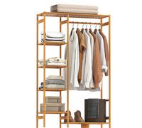 Appendiabiti da terra Homcom in bambù con 6 ripiani e asta 90X30X145 cm Naturale