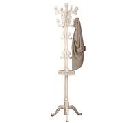 Appendiabiti da Terra in Legno, Attaccapanni Ingresso Appendiabiti con 14 Ganci, Vassoio Portaoggetti, Base Stabile per Ingresso da Ingresso per L'home Office (Color : Ivory White, Size : B)