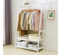 Appendiabiti da Terra in Legno con Due Ripiani, 1 Barra Appendiabiti, Super Portante, Stoccaggio di Vestiti, Borse per Scarpe, Adatto per Hotel, Camere da Letto 100 * 44,5 * 165 Cm