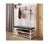Appendiabiti da Terra in Legno massello Industriale con vano portascarpe, Design Girevole, Organizer per Ingresso con Ganci e Asta Appendiabiti - Mobili Funzionali ed Eleganti per ingressi d