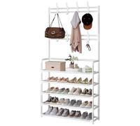 Appendiabiti da terra Mi Ko Mi Ka con panca per scarpe e ganci rimovibili - Mobile da ingresso multifunzionale (80 x 25 x 154 cm, nero/bianco) TAPPELLO MIKOMIKA (ZAPA002 1590)