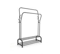 Appendiabiti doppio in metallo con ripiani e 8 ganci per giacche e camicie