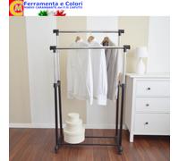 Appendiabiti Doppio Stander Con Ruote Attaccapanni Salvaspazio Regolabile H e L
