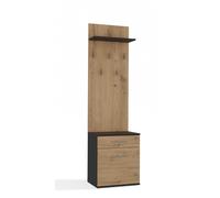 CDF Appendiabiti Duo | Colore: antracite - rovere Artisan | Scarpiera con un cassetto su piccoli oggetti | Appendiabiti, Appendiabiti | Ideale per un ingresso, corridoio, studio