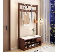 Appendiabiti e scarpiera in legno 4 in 1 da 180 cm, albero con 9 ganci, 2 cassetti, ideale per ingresso e camera da letto, elegante design marrone salvaspazio (100 cm)