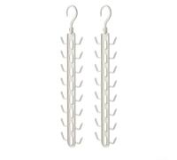Appendiabiti girevole a 360° con 16 ganci verticale salvaspazio in plastica per canottiere, reggiseni, sciarpe, cinture, cappelli, si adatta alla maggior parte delle aste dell'armadio, bianco, 8,3 x