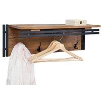 Appendiabiti guardaroba cappelliera 4 ganci HWC-A27 metallo legno MDF rovere