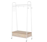 Appendiabiti Homcom in metallo con ruote Appendiabiti con ripiano e cassetti