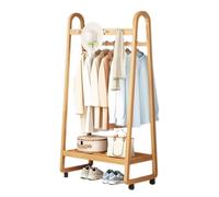 Appendiabiti in bambù con ruote, 2 ripiani, 35 ganci, organizer indipendente per ingresso e camera da letto, finitura in legno, larghezza 50 cm