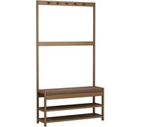 Appendiabiti in bambù con scarpiera 3 in 1, design per appendere l'albero e panchina, dimensioni 70 cm