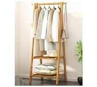 Appendiabiti in bambù - Scarpiera con 2 ripiani e ganci - Appendiabiti perfetto per la camera da letto - Elegante e funzionale nizer per vestiti e scarpe