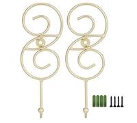 Appendiabiti in ferro da parete, confezione da 2 pezzi, per bagno, camera da letto, ufficio, stile vintage, nero o oro, 190 x 70 mm (Oro)