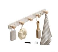 Appendiabiti in legno a 5 ganci per montaggio a parete, presenta un legame ad alta resistenza per una maggiore durata, progettato per riporre la casa con un'estetica nordica pulita (5 ganci