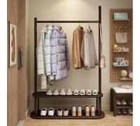 Appendiabiti in legno con scarpiera, appendiabiti portatile per ingresso e camera da letto, ganci inclusi, elegante finitura in noce, salvaspazio, per la casa