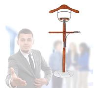 Appendiabiti in legno massello autoportante multifunzionale con vassoio rotondo e gancio a forma di L, design silenzioso, unisex, 138 x 35 cm elegante Home nizer