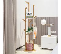 Appendiabiti in legno per cappelli, 10 ganci, da pavimento, borse per vestiti, portaombrelli, appendiabiti per albero, porta cappelli Natural Bamboo L