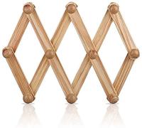 Appendiabiti in legno rustico - Design a fisarmonica espandibile, montaggio a parete con ganci per corridoio o bagno, organizer funzionale ed elegante