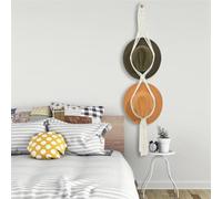 Appendiabiti in macramè, porta cappelli da appendere alla parete, organizer da appendere alla parete, in macramè intrecciato a mano, espositore per cappelli (2 strati 129 cm)