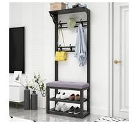 Appendiabiti in metallo con 8 ganci e scarpiera panca corridoio nizer (colore: B Dimensioni: 80 cm) - Elegante soluzione di archiviazione per cappotti, scarpe e borse.