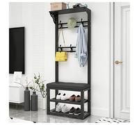 Appendiabiti in metallo con 8 ganci e scarpiera panca, ingresso per corridoio, elegante soluzione di archiviazione (colore: A, dimensioni: 80 cm)