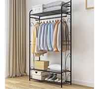 Appendiabiti in Metallo Nero Autoportante con Ripiani, Design Vintage per Camera