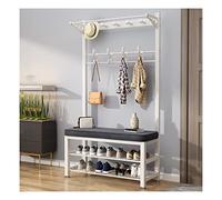 Appendiabiti in metallo, scarpiera da ingresso con ganci, 60 x 33 x 172 cm, elegante mobile d'accento per scarpe e cappotti, perfetto per corridoio o spazio di ingresso